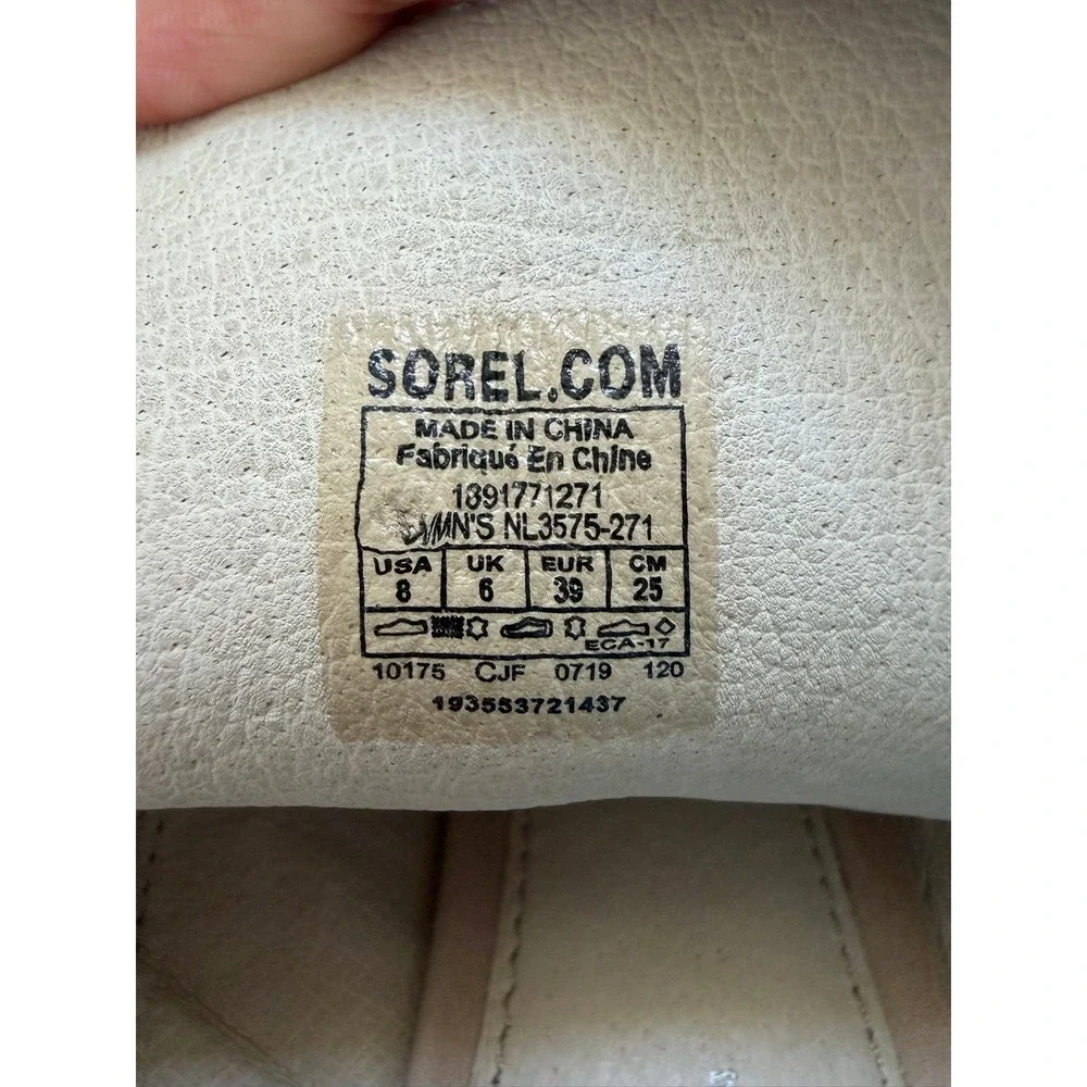 Sorel Joanie II Lace Sandals‎ Womens 8 Honest Beige Suede Block Heel NL3575-271